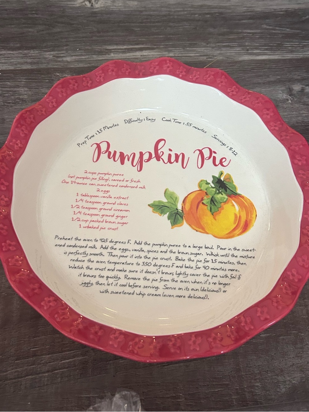 50%offw❤️ Rare Pioneer Woman Dazzling Dahlias 11.5-Inch Pumpkin Recipe Pie Plate